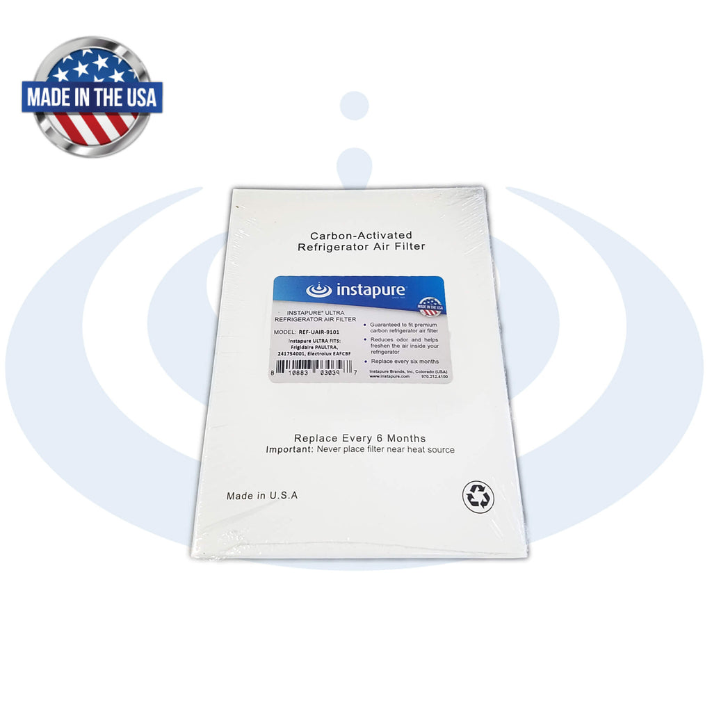 Instapure PAULTRA Compatible Made in USA Refrigerator Air Filter. Instapure REF-UAIR-9101 ULTRA Air filter fits Electrolux/Frigidaire EAFCBF, AP4323287, A0094E28261 & more.
