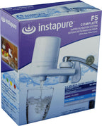 Instapure F5 Complete water filtering system packaging with branding and product imagery.