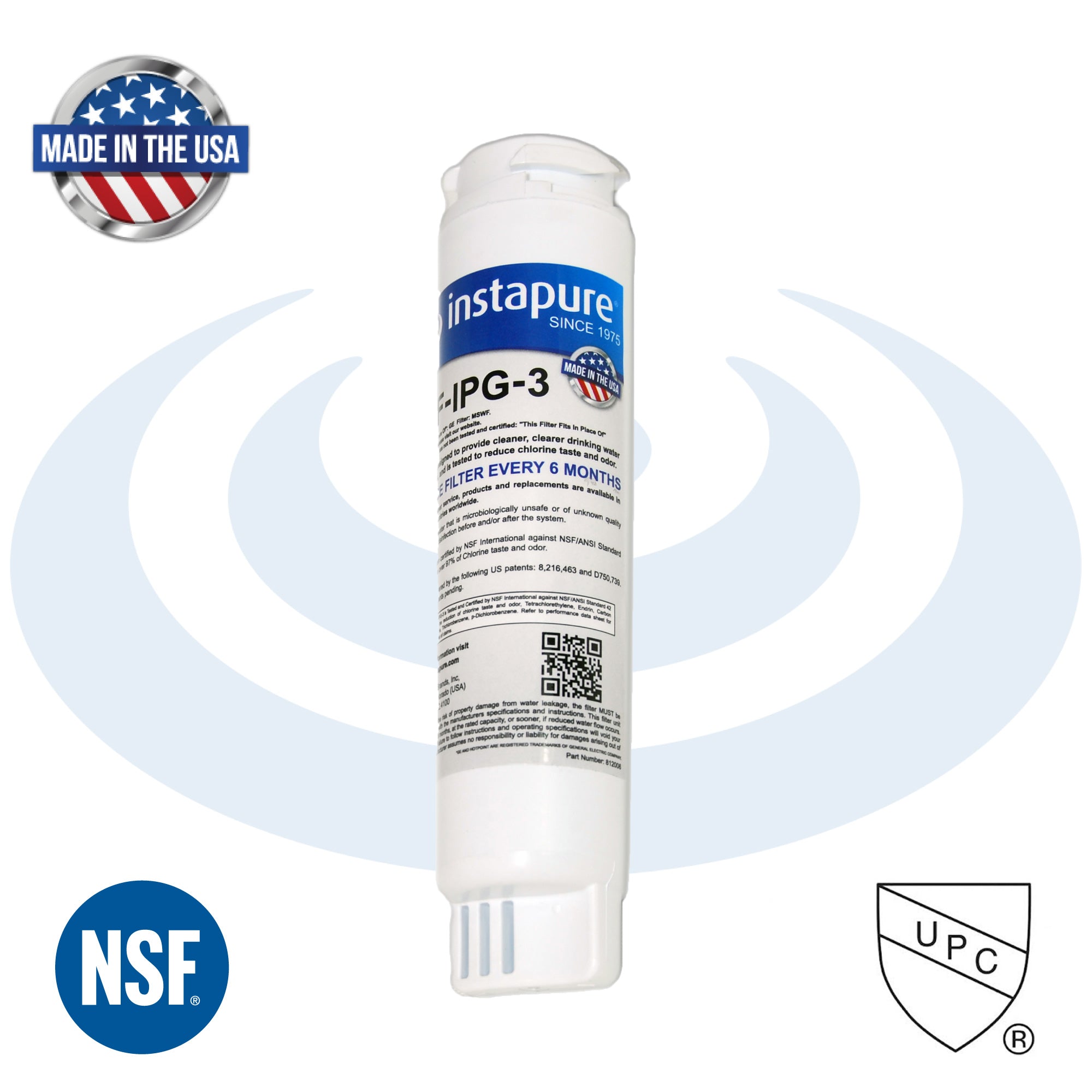 REF-IPG-3 - Made in USA, Filter Fits: GE MSWF, Kenmore 46-9914, NSF 53 for Lead.