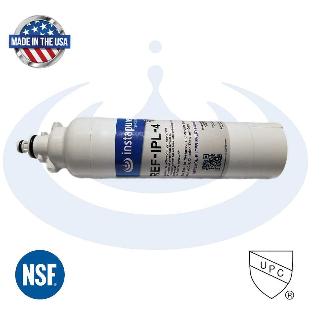 Instapure REF-IPL-4 Side View with NSF UPC certification badges and Made in USA badge