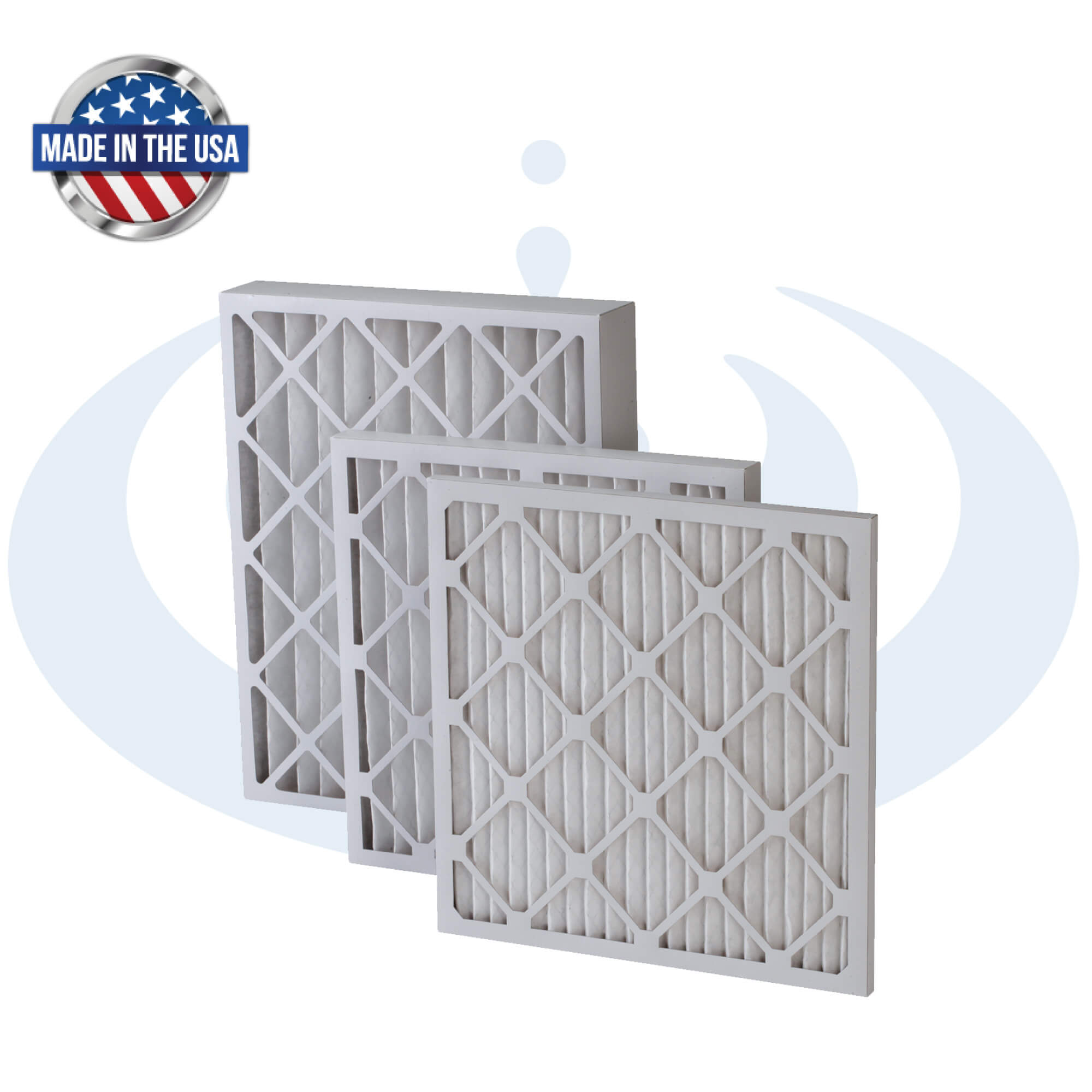 Three Instapure MERV 8 air filters with a 'Made in the USA' badge on a white background