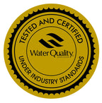 Gold and black seal with 'Water Quality Association' text on a white background