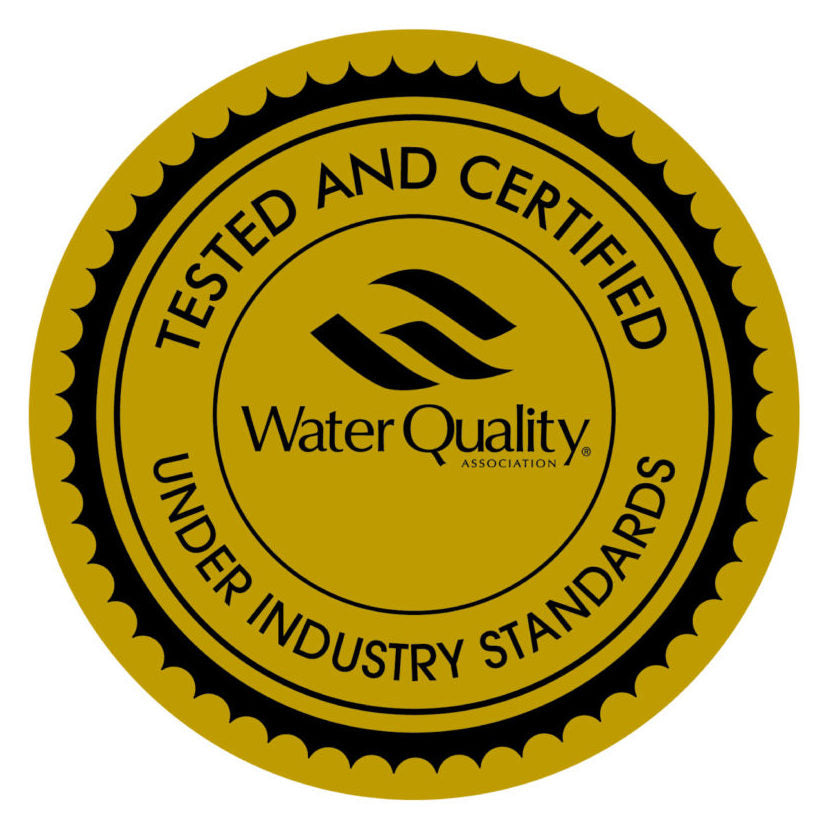 Gold and black seal with 'Water Quality Association' text on a white background