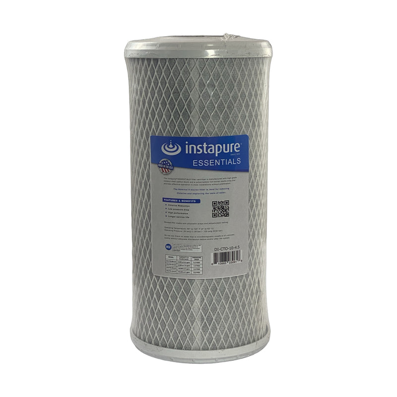 Instapure DI-CTO-10-4.5 water filter cartridge, front view
