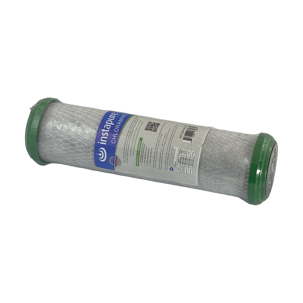 Instapure DI-CLM-10-2.5 chloramine carbon block water filter cartridge, side view
