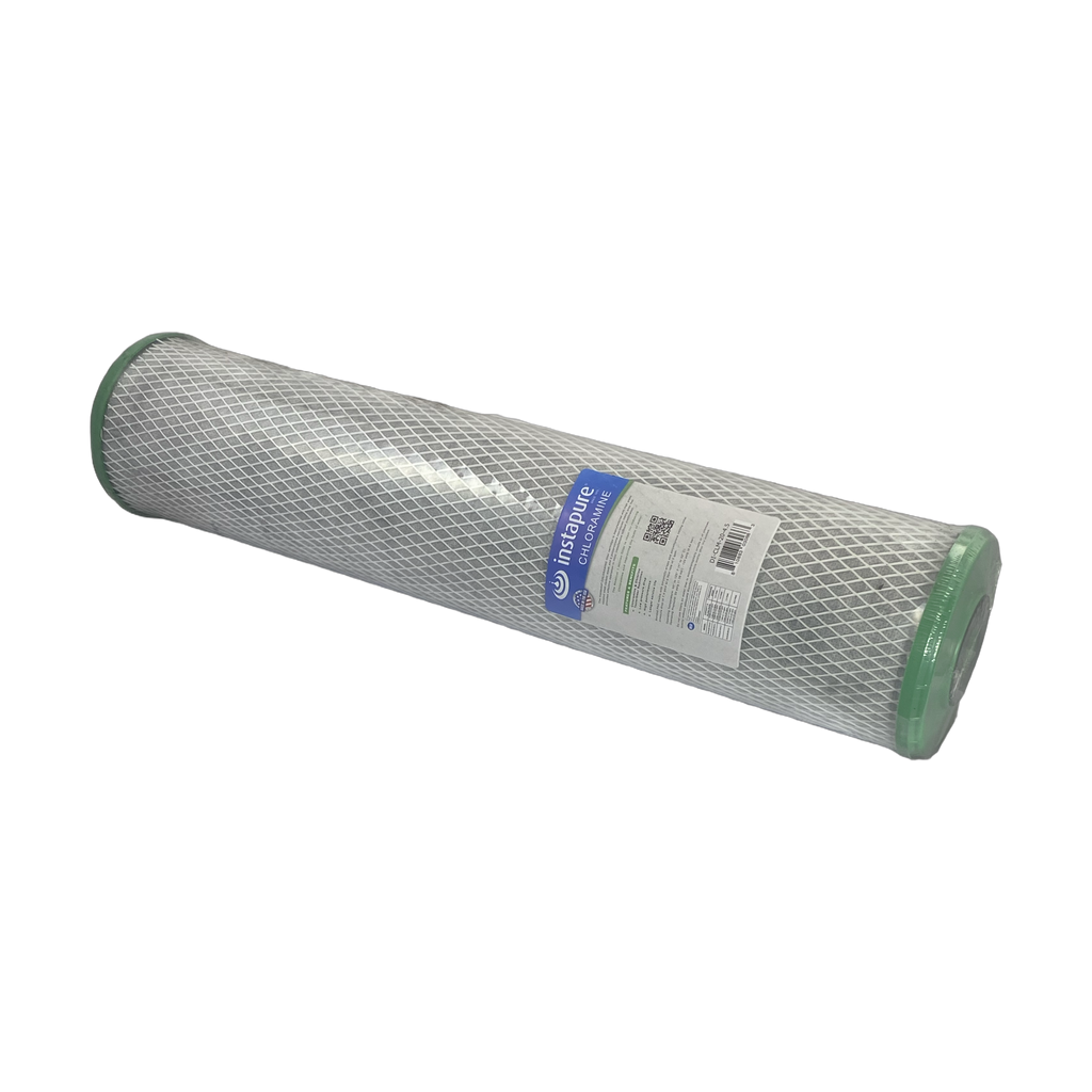 Instapure DI-CLM-20-4.5 chloramine carbon block water filter cartridge, side view