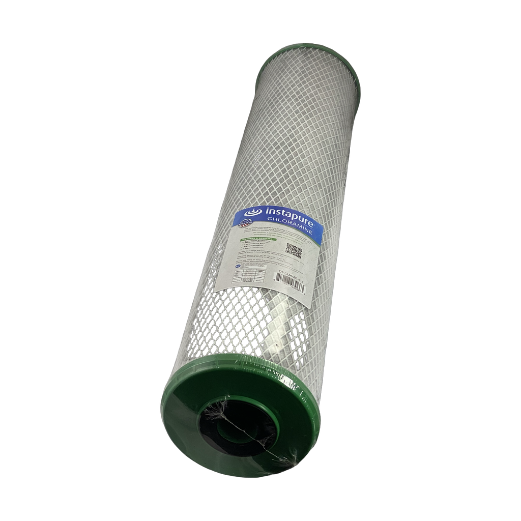 Instapure DI-CLM-20-4.5 chloramine carbon block water filter cartridge, side view