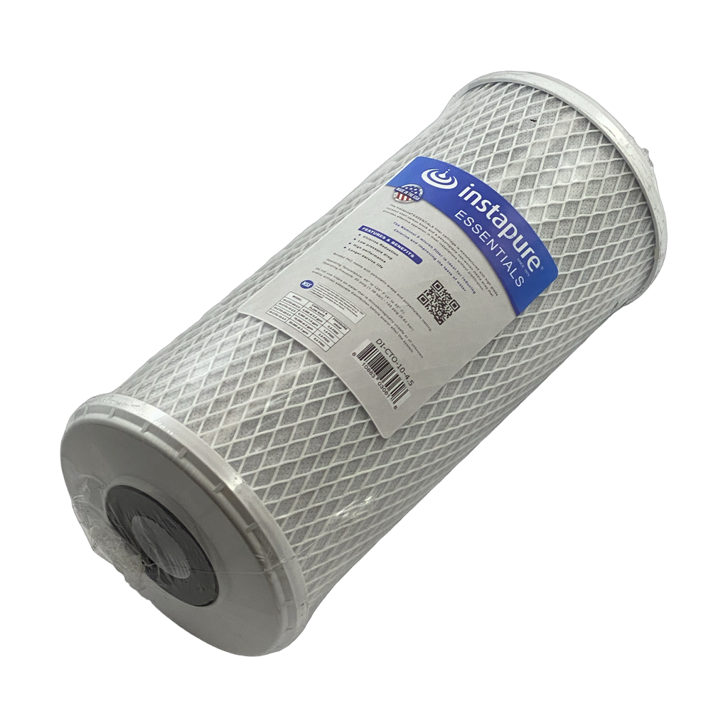 Instapure DI-CTO-10-4.5 chlorine reduction carbon block water filter cartridge, side view