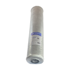 Instapure DI-CTO-20-4.5 chlorine reduction carbon block water filter cartridge, front view, with NSF and Made in USA logos
