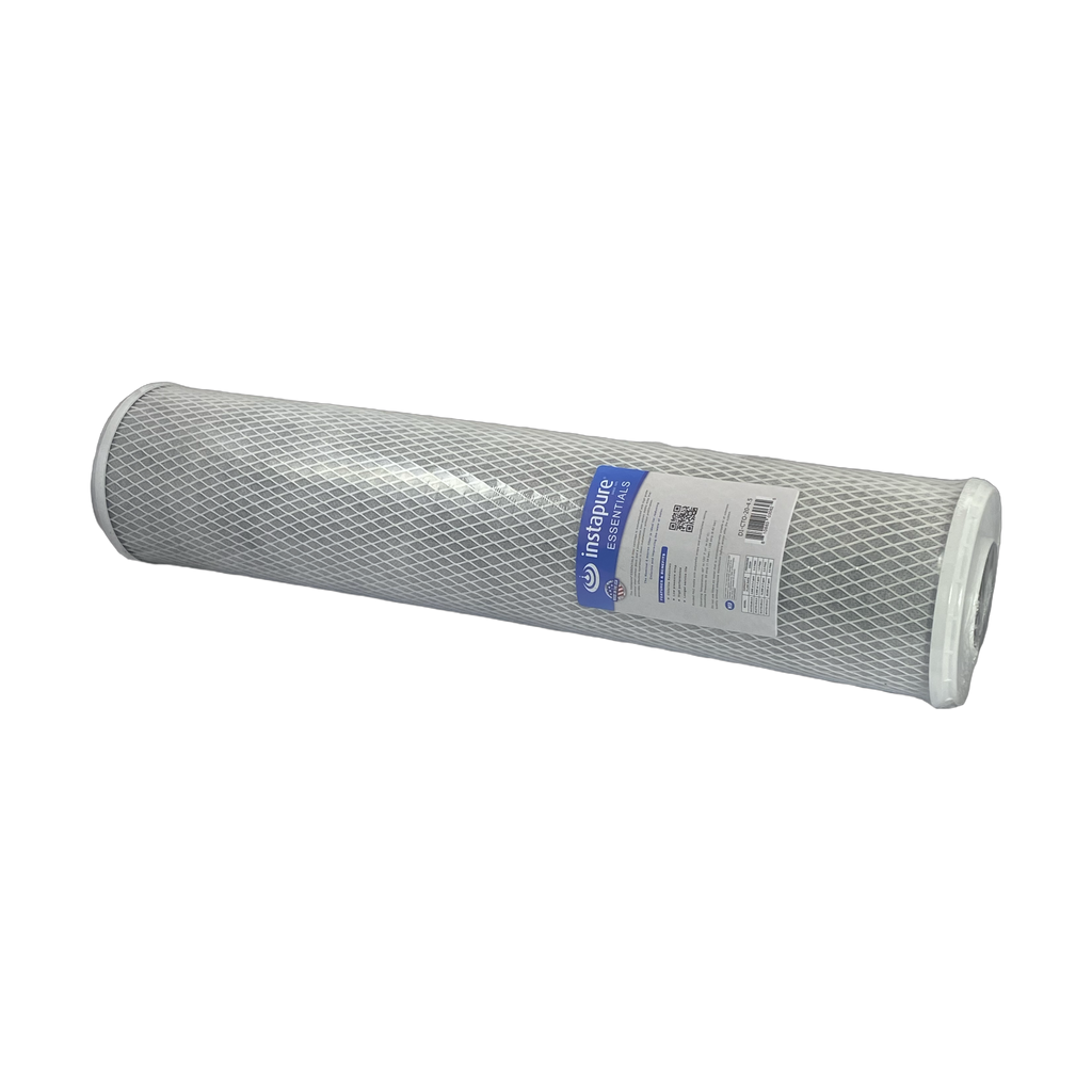 Instapure DI-CTO-20-4.5 chlorine reduction carbon block water filter cartridge, side view