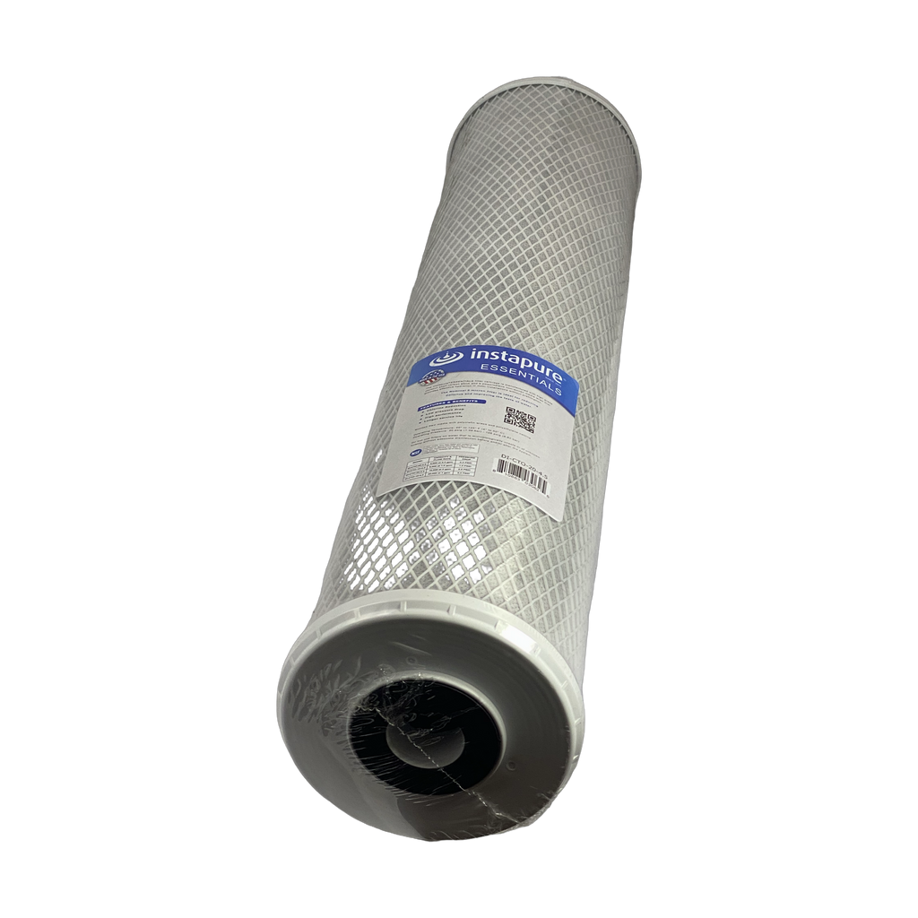 Instapure DI-CTO-20-4.5 chlorine reduction carbon block water filter cartridge, side view