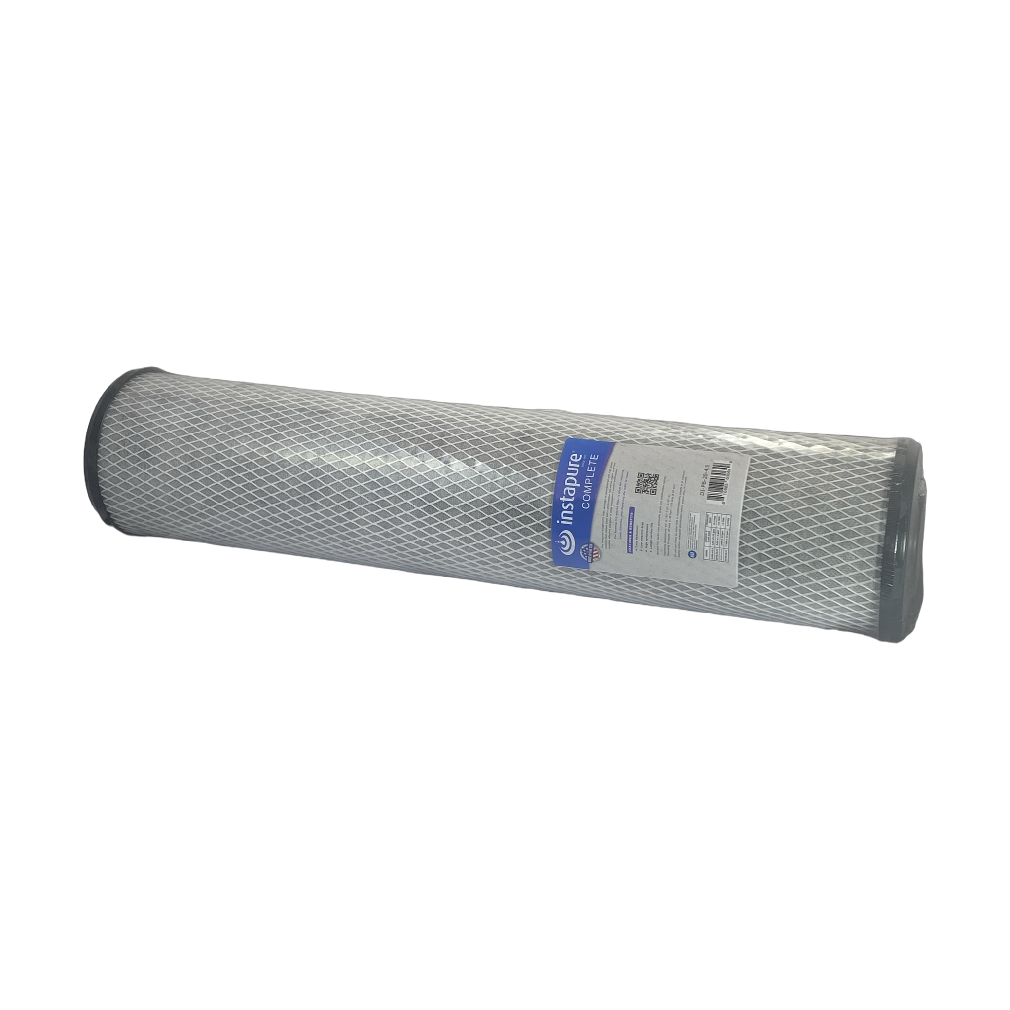 Instapure DI-PB-20-4.5 lead reducing carbon block water filter cartridge, side view
