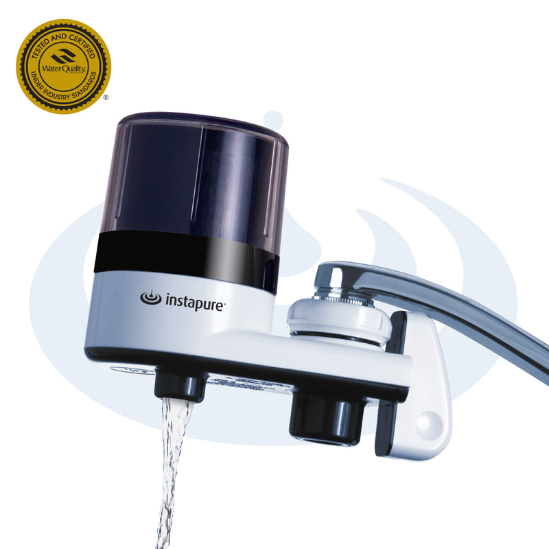 The Original Faucet Water Filter — Instapure F2 (White, Clear Cap)
