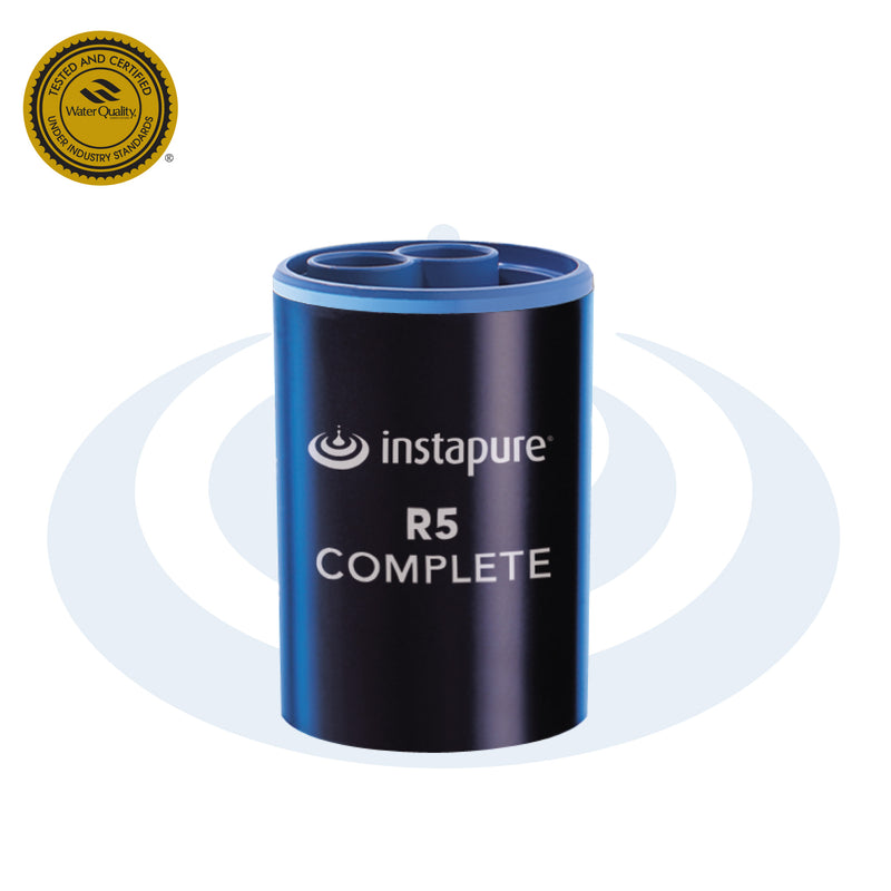 Instapure R5 Complete filter with certification badge on a white background