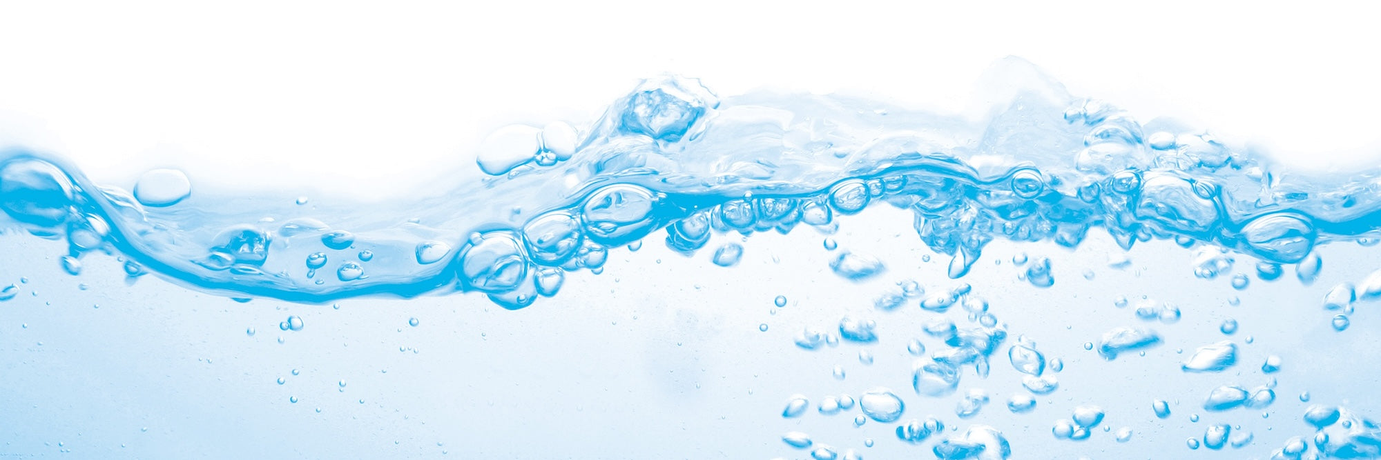 Wavy water surface with bubbles on a light blue background