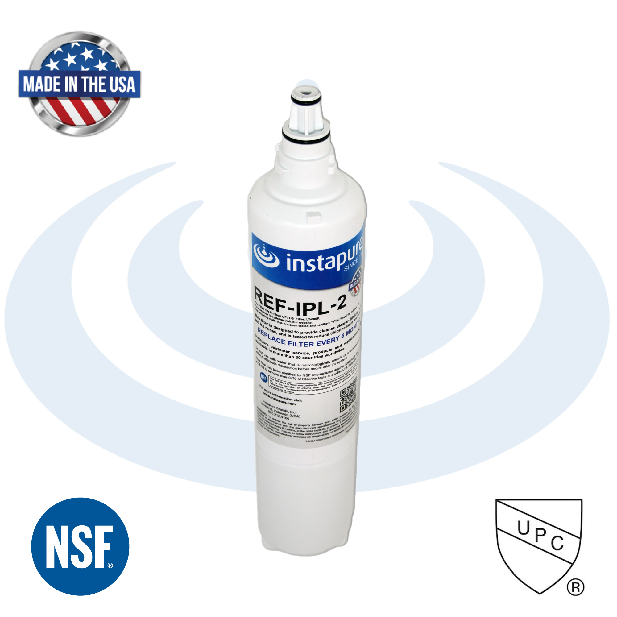 Made in USA LT600P & 46-9990 Compatible Refrigerator Filter by Instapure,  NSF/ANSI 42, 53, P473, 401 Certified for PFOA/PFOS, Pharmaceuticals, Lead,  